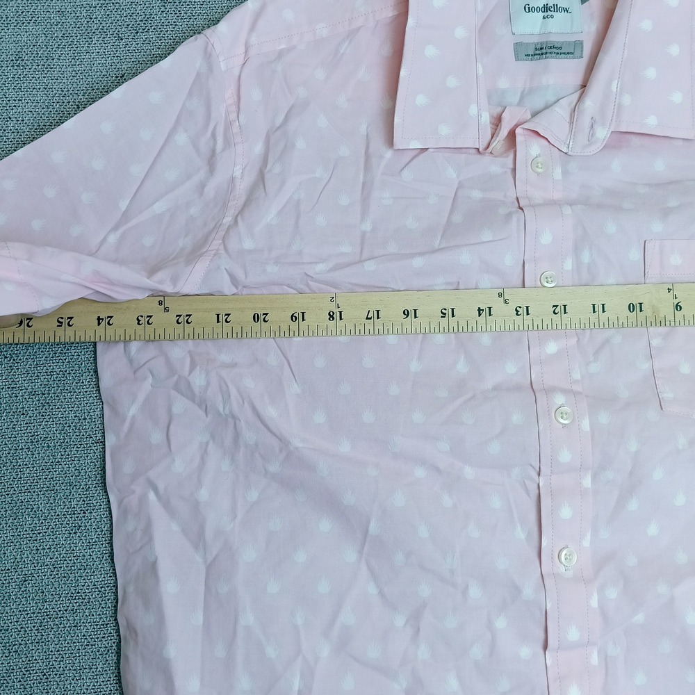 Goodfellow & Co Button Down Shirt Mens XL Pink Excellent Slim Short Sleeve Print - Picture 5 of 7